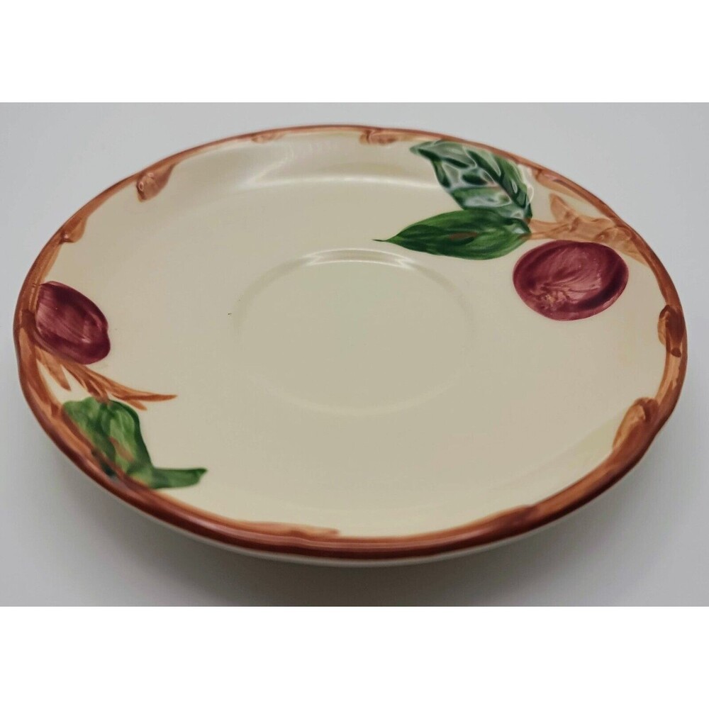 Vintage Franciscan Ware Hand Decorated Saucers Apple California Round Stamp